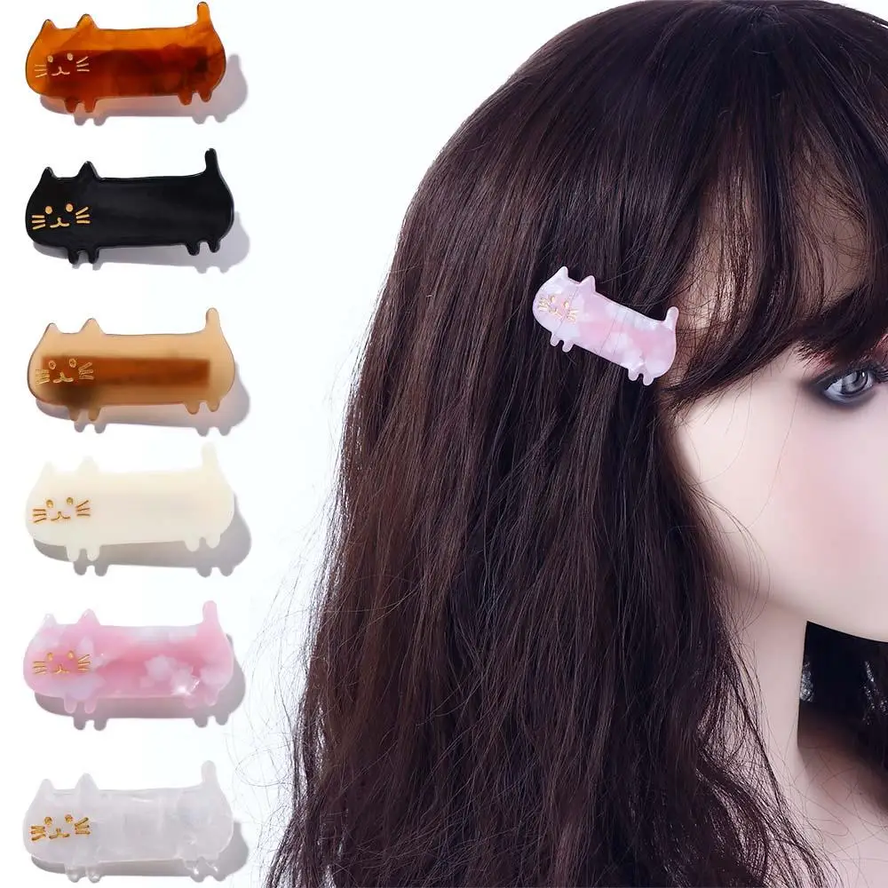 Delicate Elegant Plastic Cat Hairpin Small Cartoon Animal Korean BB Clip Adorable Plastic Female Cute Hair Accessories 3 pcs pen holder multi grid large capacity plastic makeup organizer piggy household pp cartoon office cylinder container