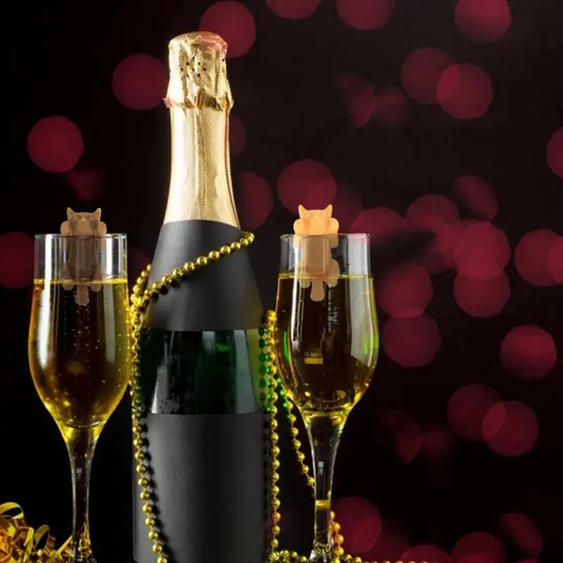 1-12pcs 3D Wine Glass Markers 11 Styles Available Cute Cartoon Animals Funny Silicone Tea Bag Holder Clip Drink Labeling Supplie