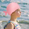 Kids Swim Caps with Fish Tail Baby Waterproof Bathing Caps Children Cartoon Swimming Hat for Long Short Hair Kids Boys Girls 1