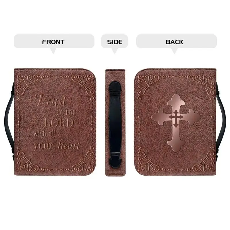 Bible Carrying Case PU Leather Bible Case With Handle Portable Carrying Book Case Church Bag With Handle For Church Bible Study