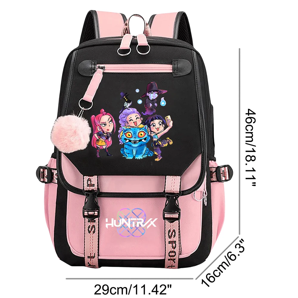 KPop Demon Hunters Bookbag Student Anime Kawaii School Bags USB Charging Backpack Teenagers Large Capacity Slayer Rucksack
