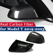 실제 탄소 섬유 사이드 미러 쉘, 테슬라 모델 Y 2019-2023 용 백미러 커버, 프레임 추가 교체 케이스 보호대
