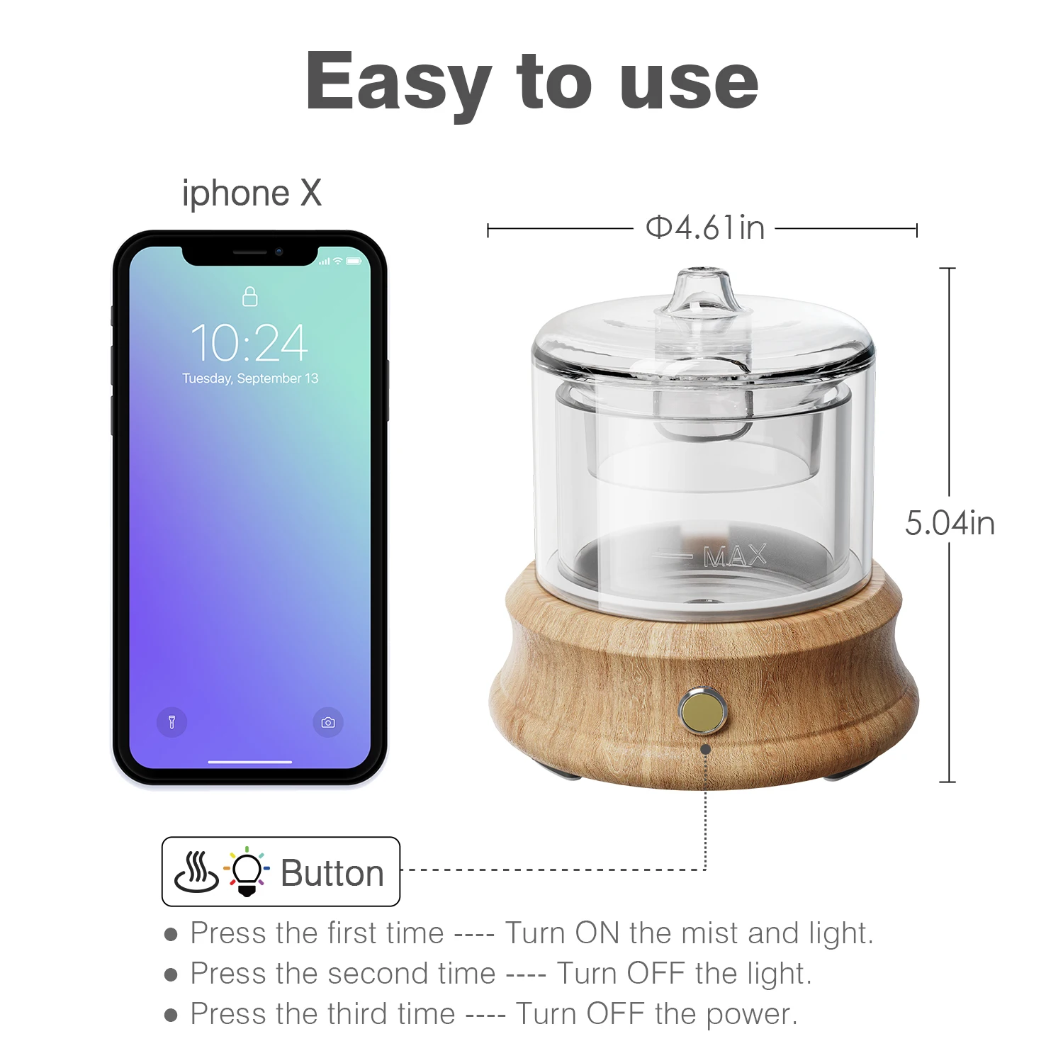 Glass Essential Oil Diffuser Humidifier Waterless Auto Shut-Off Colors Lights Aroma Diffusers For Bedroom Home Yoga Gift 80ML 5