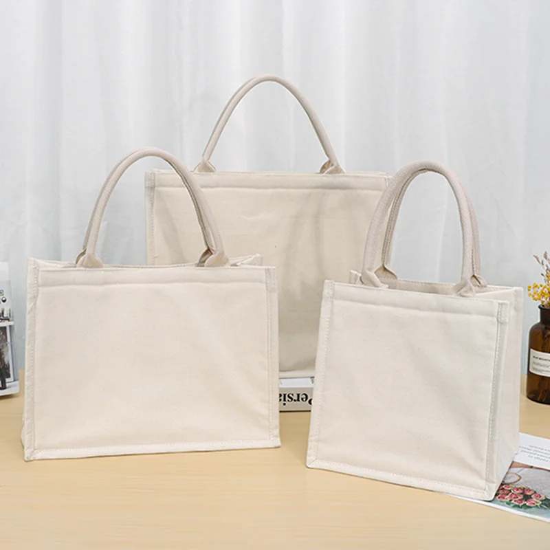 10pcs White Canvas Bags Custom Wedding Party Gift Tote Bags DIY Shopping Bags Large Capacity Tote Bags Custom Printed Logo 4