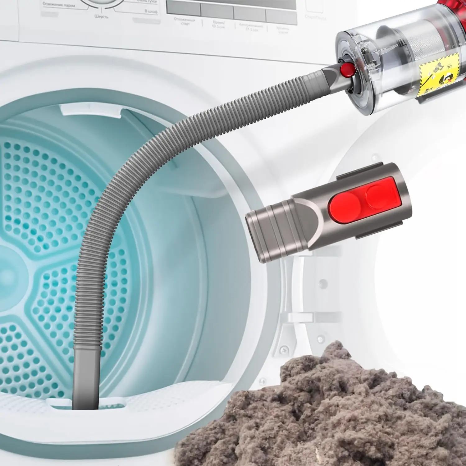 Dryer Vent Cleaner Kit,Dryer Lint Vacuum Attachment,Lint Remover for V7 V8 V10 V11 V12 V15 etc.Cordless Vacuum Cleaner, Grey