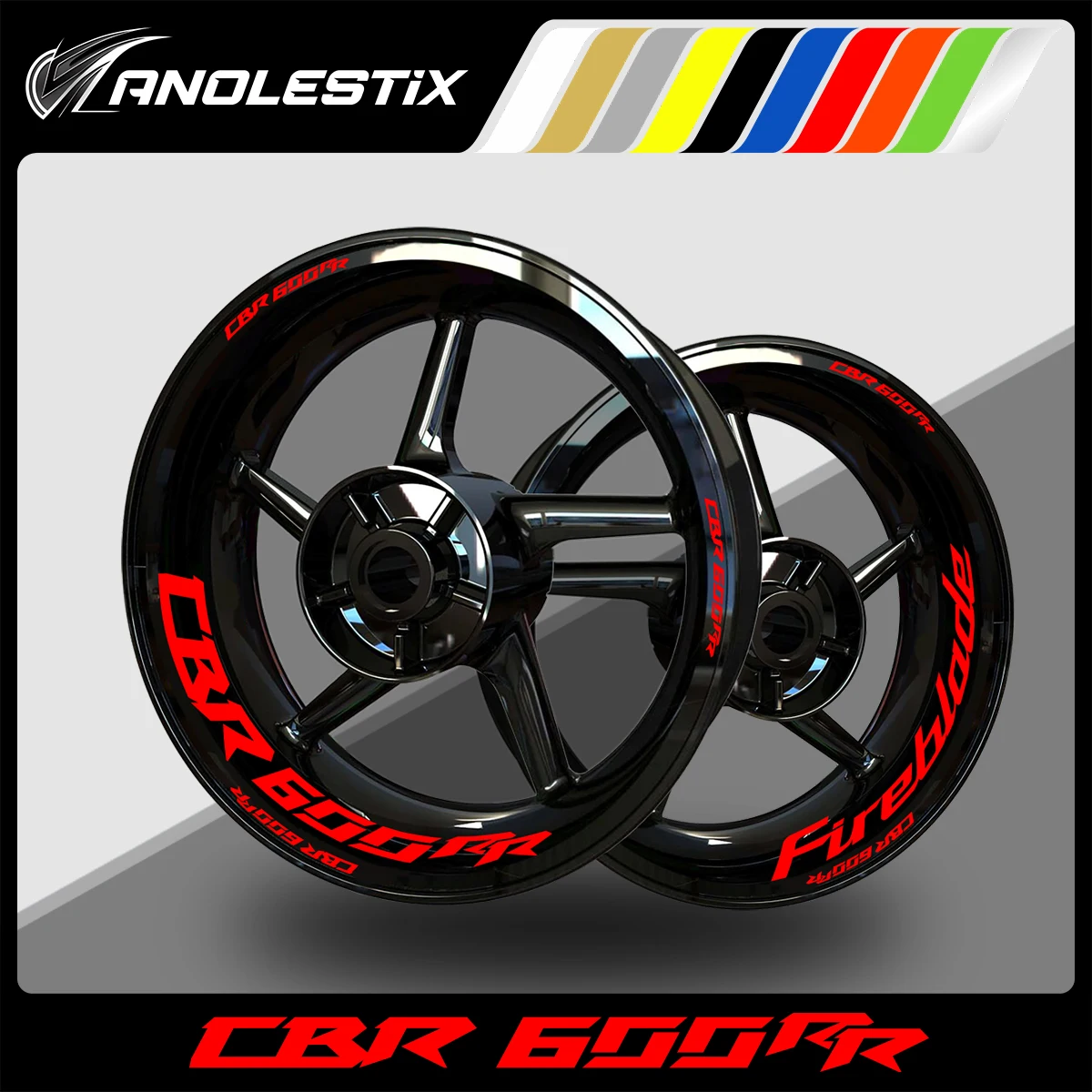 AnoleStix Reflective Motorcycle Wheel Sticker Hub Decal Rim Stripe Tape For Honda CBR 600RR 2021 2020 2019 2018 2017