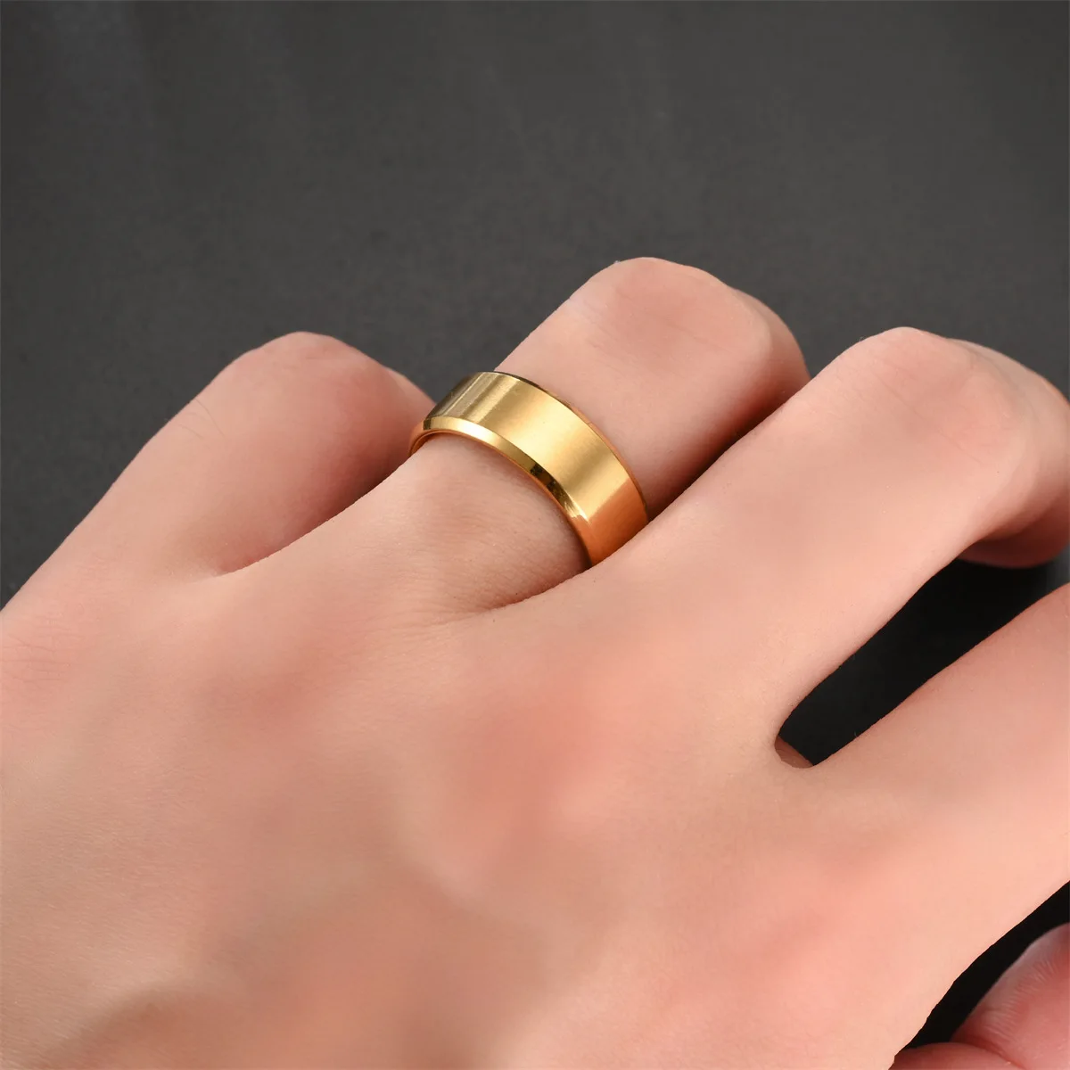 8MM Classic Stainless Steel Ring - Design Detail