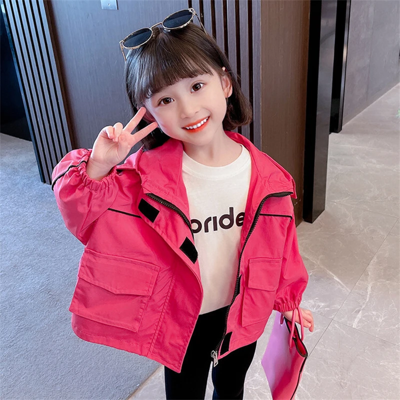 

Girls Coat Jacket Cotton Outwear Windproof 2023 Rose Spring Autumn Outdoor Sport Outfits Children's Clothing