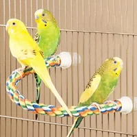 Bird Bite Toy Multi-color Parrot Standing Woven Rope Toy  Bird Chew Toy Bendable Pet Parrot Standing Perches  For Parakeet 2