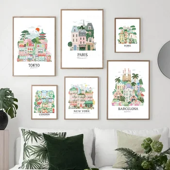 Illustration Travel City Posters Print Art