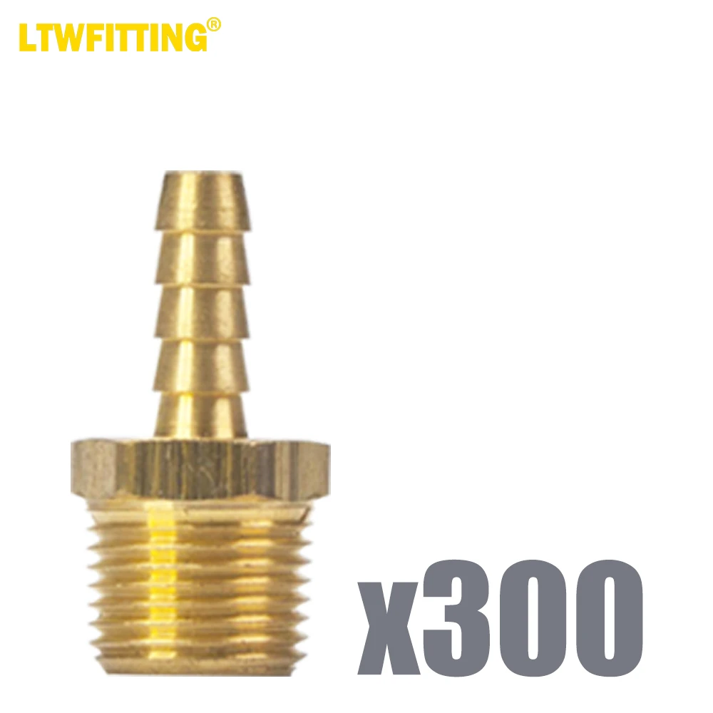 

LTWFITTING Brass Barb Fitting Coupler/Connector 1/4-Inch Hose ID x 3/8-Inch Male NPT Fuel(Pack of 300)