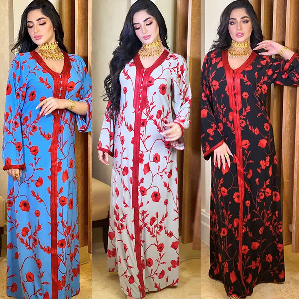 

Muslim Women Abaya Long Dress Dubai Kaftan Moroccan Gown Party Jilbab Arab Robe Indian Dress Women