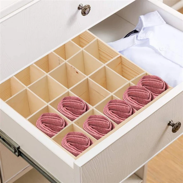 20 Compartments Wooden Storage Box Drawers Clothes Tie Organizer