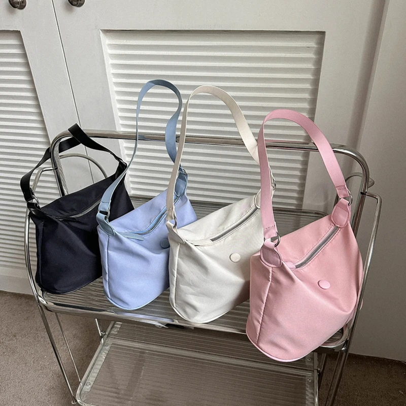

Solid Color Crossbody Bags For Women Simple Student Shoulder Bag Waterproof Oxford Cloth Casual Schoolbag Ladies Messenger Bag