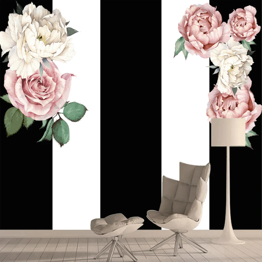 

Custom Peel and Stick Wallpapers Accept for Bedroom Walls Living Room Contact Paper Home Decor Pink Rose Flower Nordic TV Murals