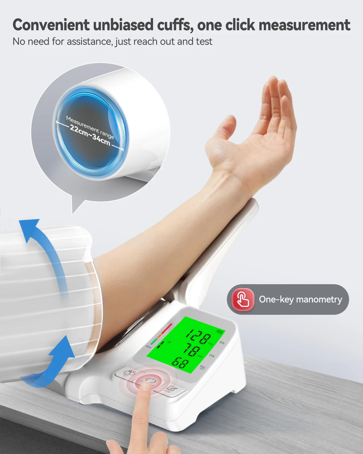 HealthTree Rechargeable Upper Arm Automatic Digital Blood Pressure Monitor Tunnel-Type Upper Arm BP Monitor Sphygmomanometer blood pressure monitor blood pressure meter