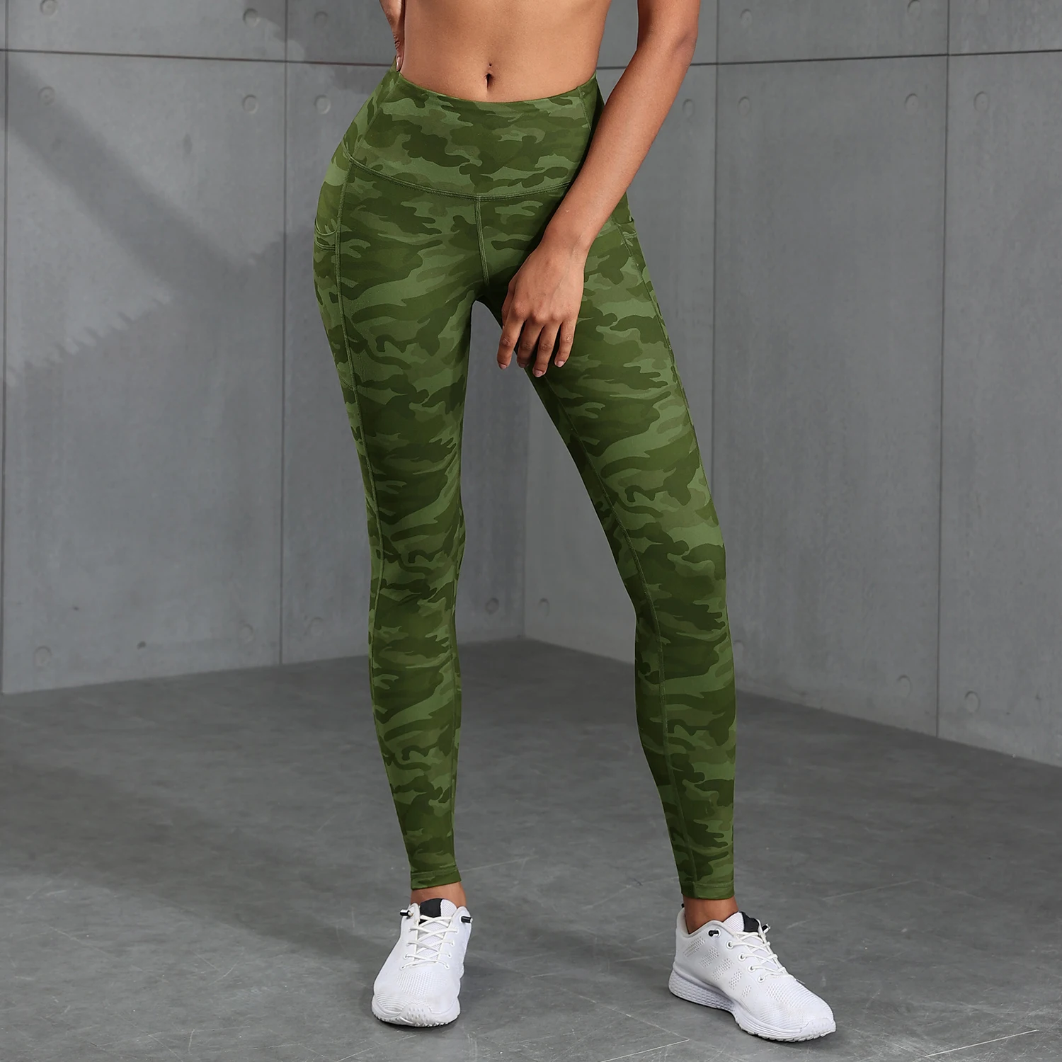 Camouflage Pockets Hight Waist Women Gym Leggings Casual Elastic Outdoors Pants High Street style Seam Workout Running Pants 3