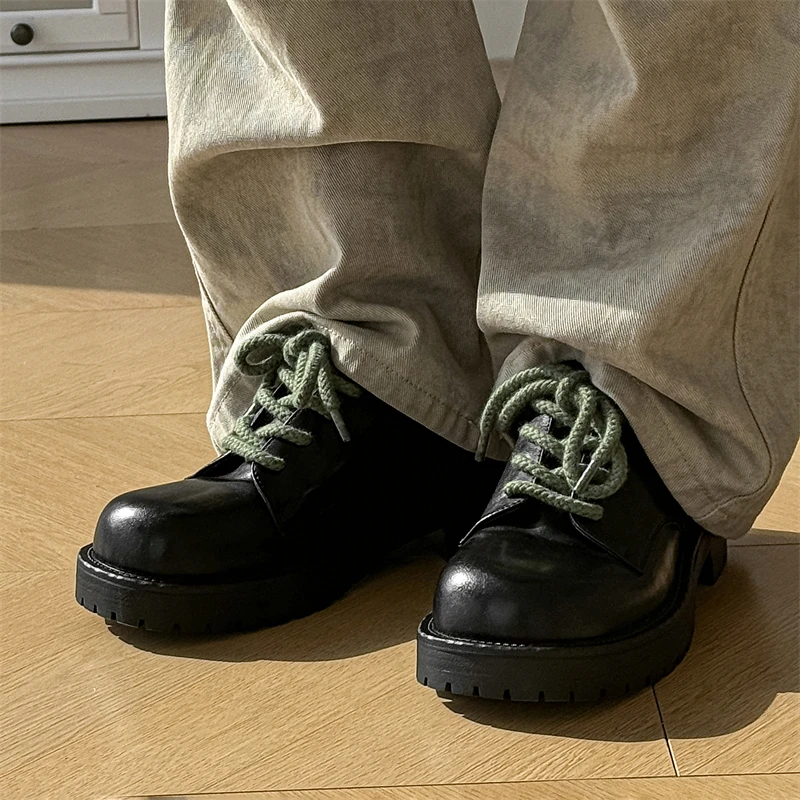 Men's Leather Casual Shoes Thick Soled Fashion Designer Style_voghion.com