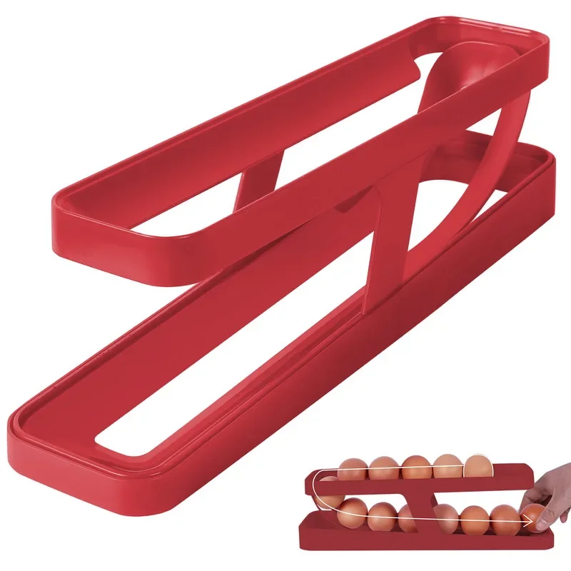 Automatic Rolling Egg Holder Rack Fridge Storage Box Egg Container Kitchen Refrigerator Egg Dispenser Fridge Organizer Dropship 6