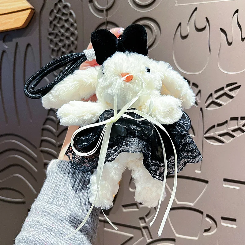 Autumn Pink Plush Bunny Keychain with Princess Skirt and Bow