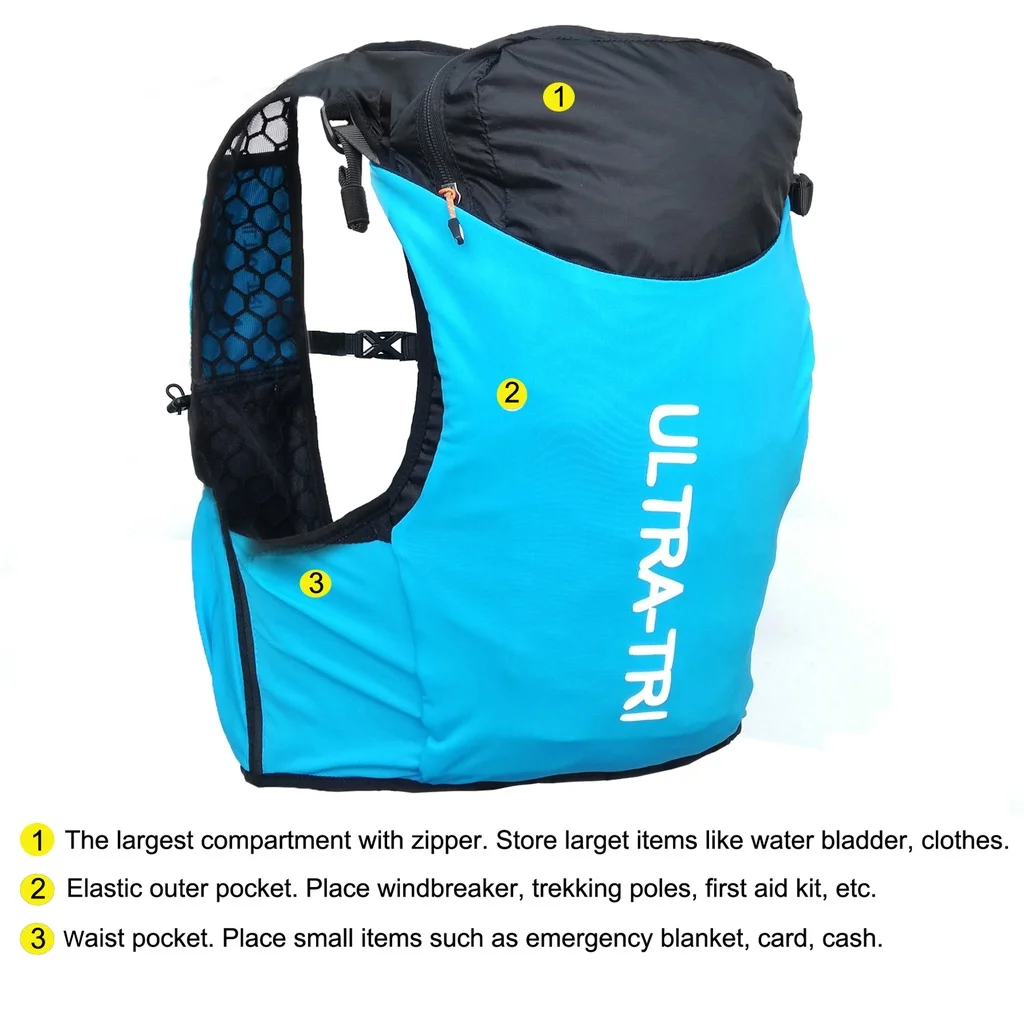 ULTRA-TRI 12L Trail Running Backpack Lightweight hydration Outdoor Marathon Hiking Trail Run Vest Bag 5