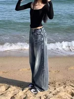 HOUZHOU Y2k 2000s Vintage Baggy jean femme Harajuku Streetwear surdimensionné Denim pantalon Style coréen Gyaru Grunge Hip Hop pantalon 4