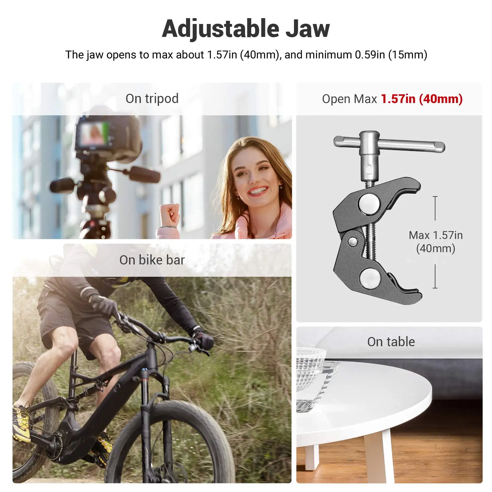 SmallRig 다기능 볼 헤드 클램프, 하단 클램프가 있는 더블 볼 어댑터, DJI 스태빌라이저, 비디오 C-스탠드-2164