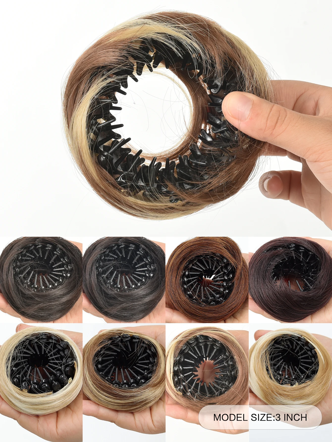 Synthetic Hair Bun Wig with Elastic Clips for Women