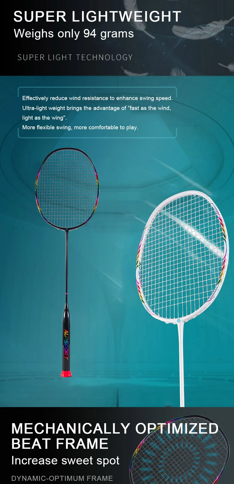 ALP BBQ 2.0 8U Badminton Racket 65g ultra-light Imported G5 T800 carbon fiber Rakets Professional Badminton Racket