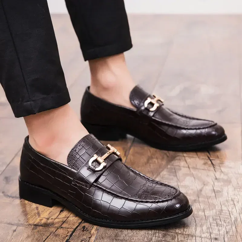 Formal Business Shoes Men's Dress Shoes Casual Leather PU Wedding Party Loafers Breathable Plus Size 38-47
