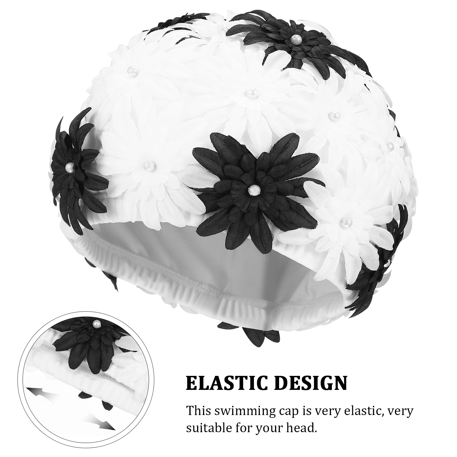 Ear Swim Cap Pearl Flower Swimming Caps for Men Ladies High Quality Adults Women's Girls 3