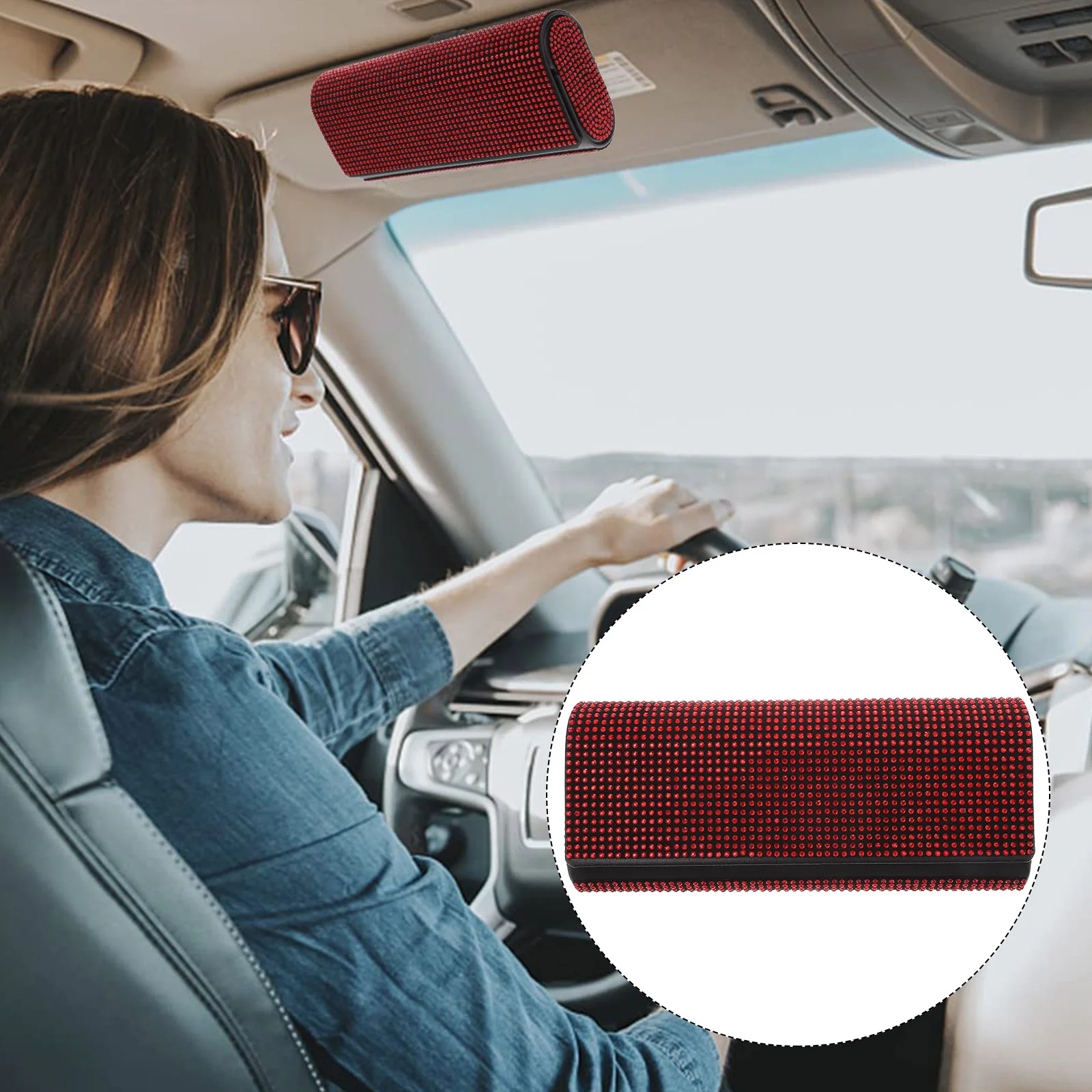 

Car Sunglasses Holder Sunglasses Storage Box Car Bling Accessories for Women