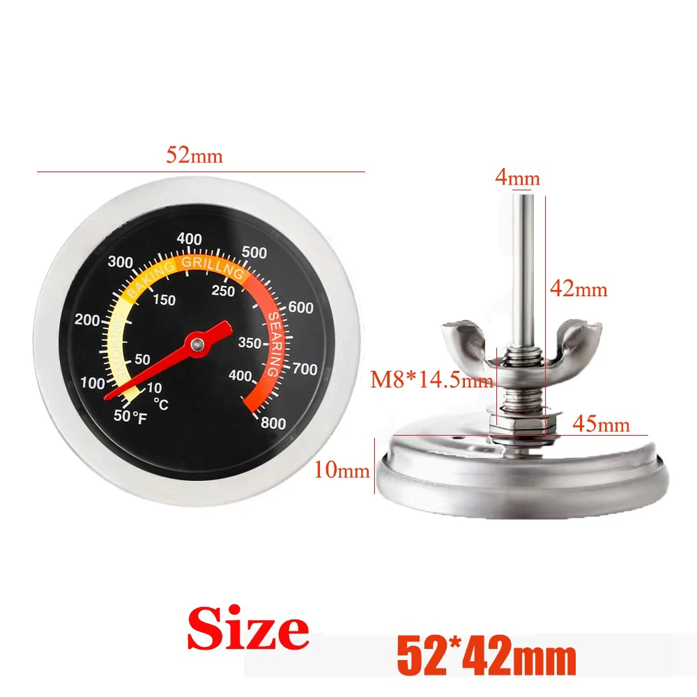 52mm 10℃-400℃ Kitchen Cooking Thermometer Meat Food Temperature Test Meter for Oven BBQ Grill with Probe Heat Barbecue 3