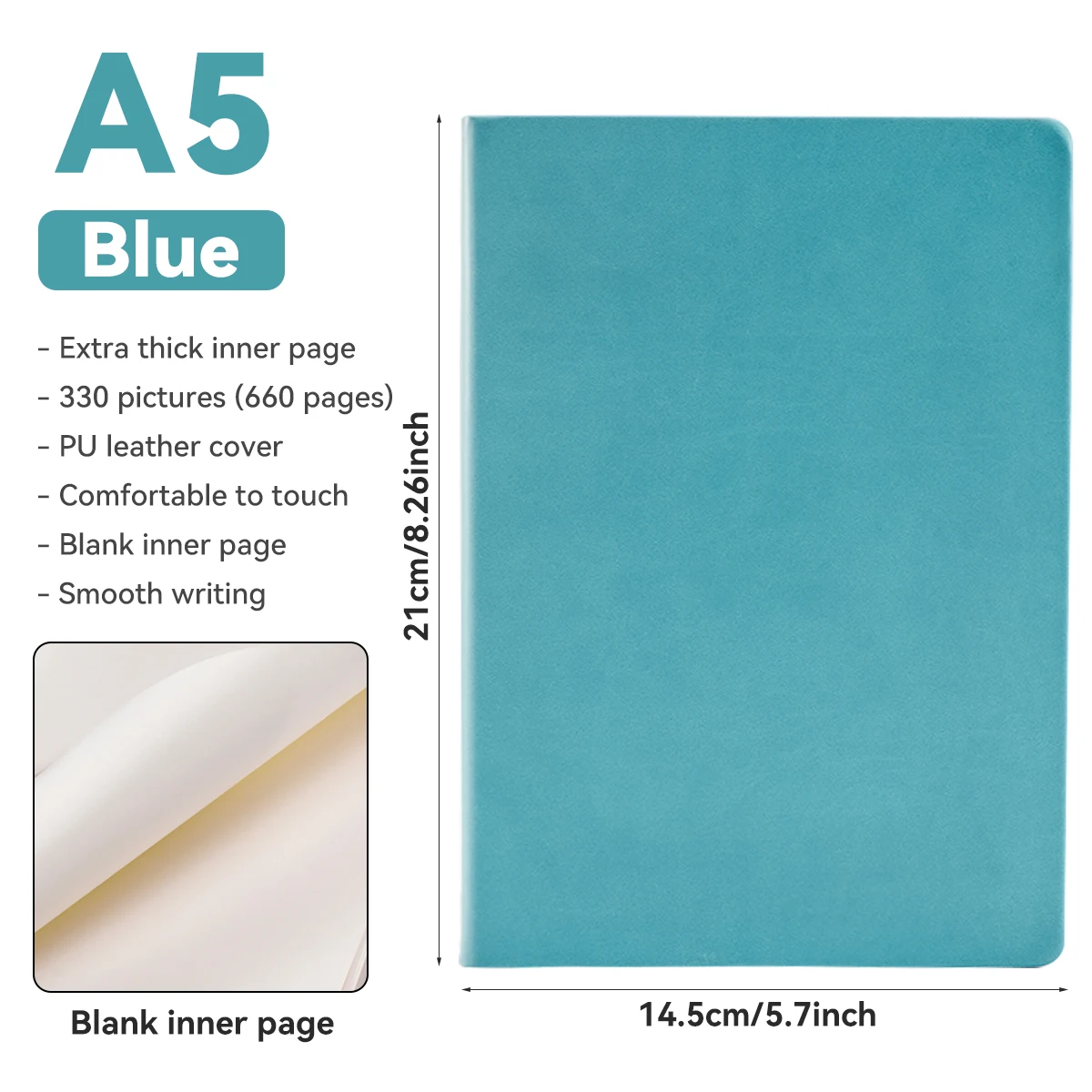 Elegant PU Leather Journal with Blank Pages and Soft Cover