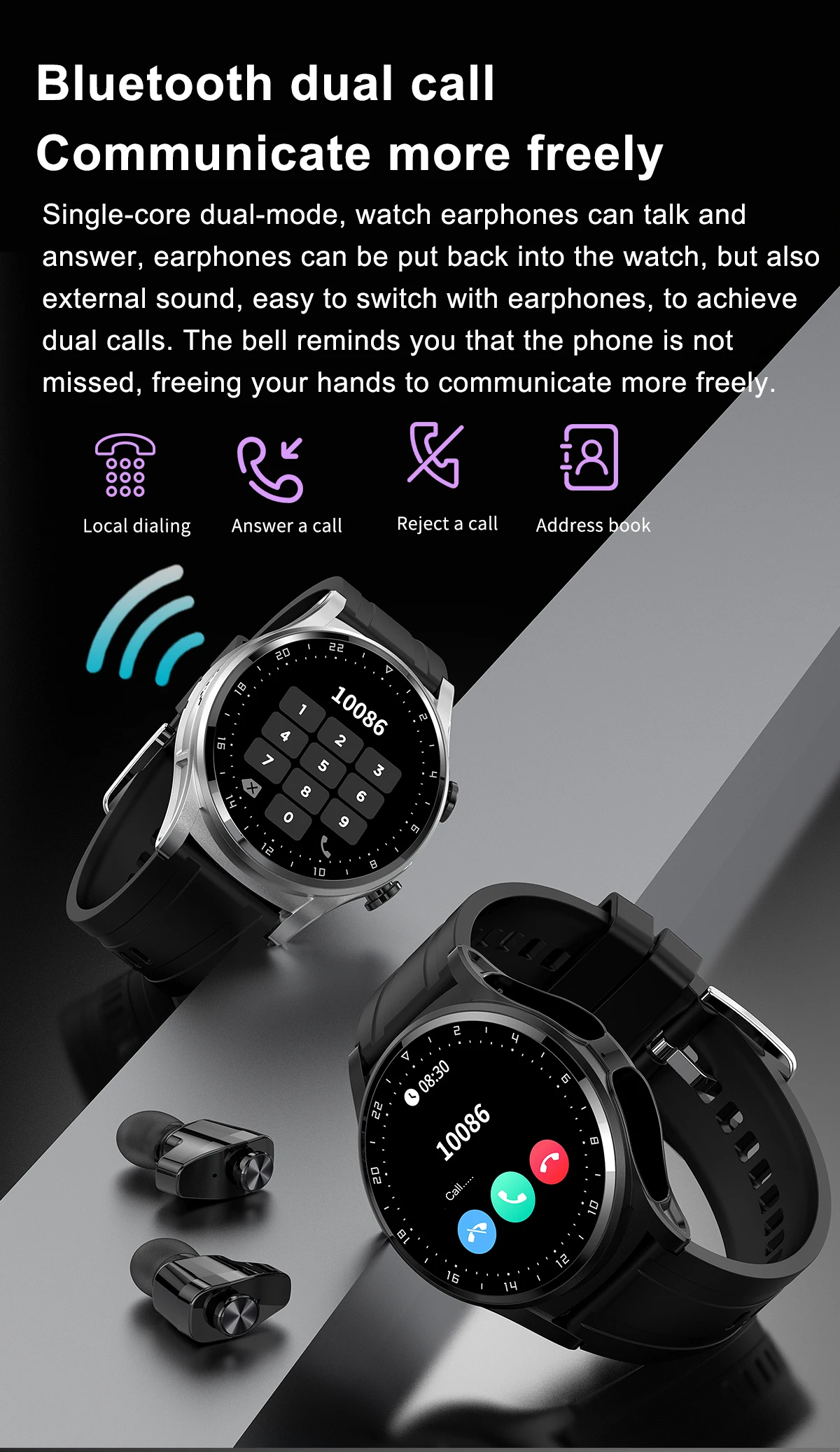 reloj inteligente con audifonos para medir salud, NFC ritmo cardíaco oxígeno en sangre rastreador de Fitness reloj deportivo llamada inalámbrica Smartwatch » reloj inteligente con audifonos para medir salud