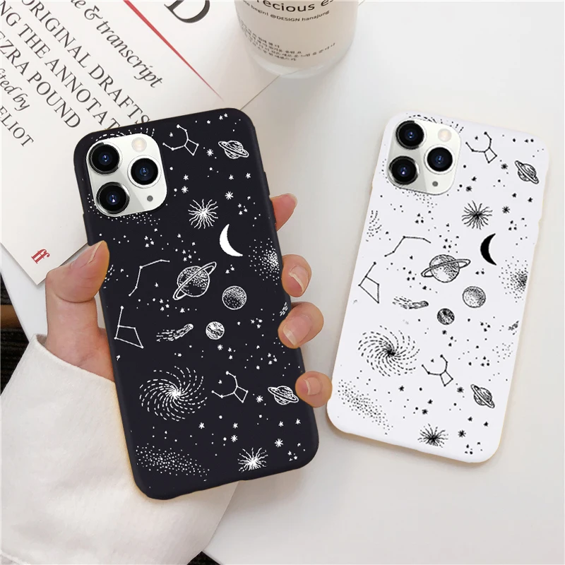 Adorable Celestial Space-Themed Shockproof Phone Case – Moon, Stars, and Planets Design
