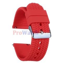Men's Waterproof Soft Rubber Sport Watch Band Bracelet in Durable Silicone - 22mm (Red)