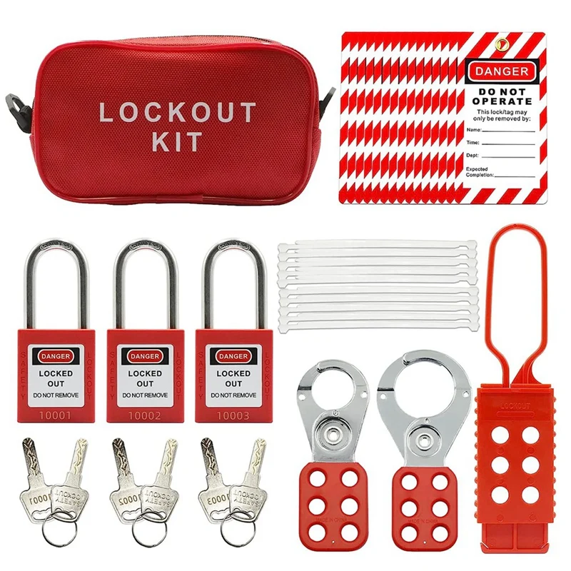 

Lockout Tagout Kit -Lockout Tagout Tag, Nylon Tie, Nylon Storage Bag, Redsafety Padlock, Lockout Tagout Locks ( Red Kit )