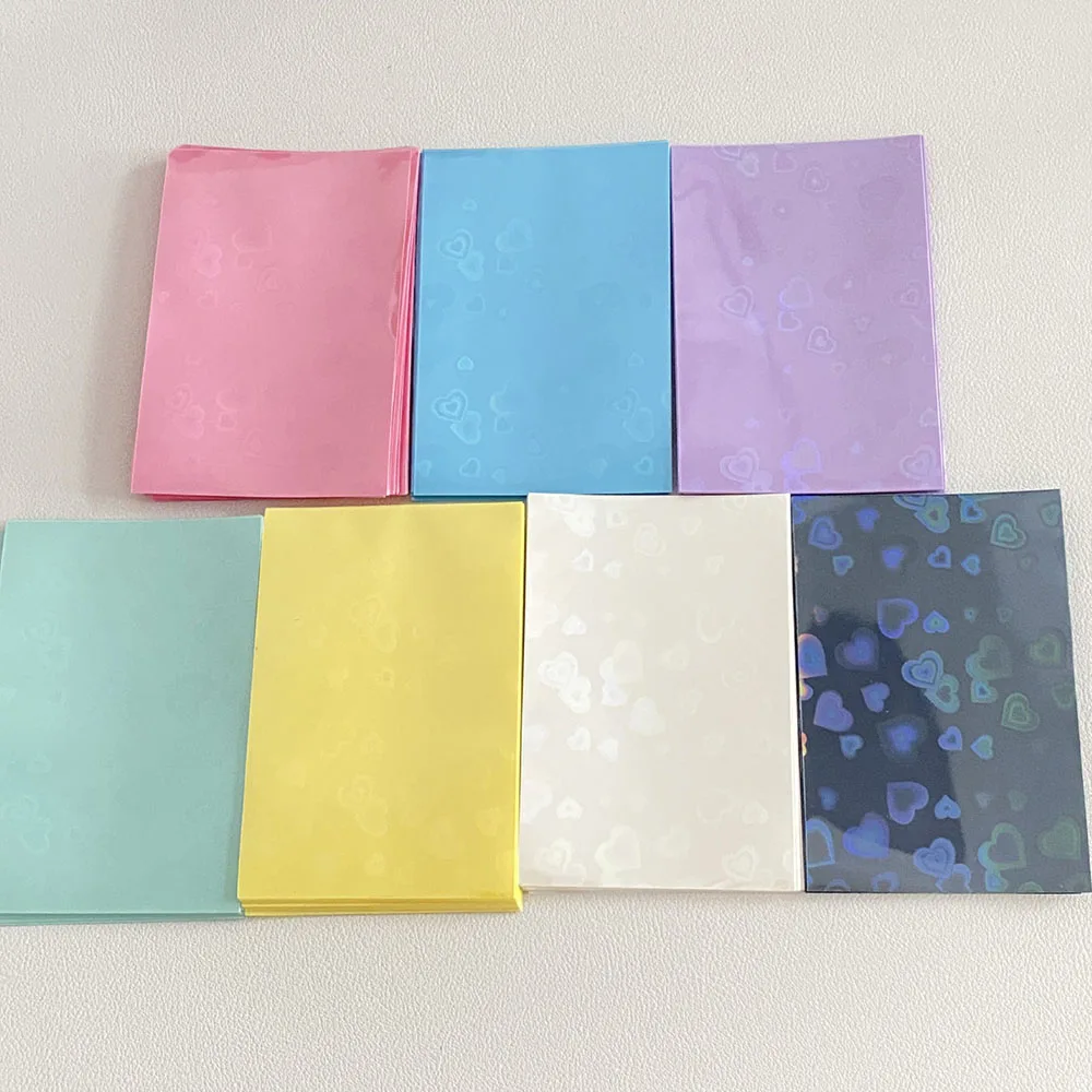 50pcs/pack Glittery Love Heart InsToploader Card Photocard Holder Idol Photo Sleeves Cards Protective Storage Case Card Film 5