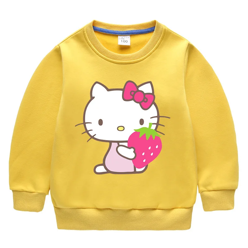 thumbnail image 1 of Hello kitty Otoño Invierno felpa engrosamiento niñas lindas estampado de dibujos animados estilo niños jersey de manga larga niños abrigo Casual Top, 1 of 5