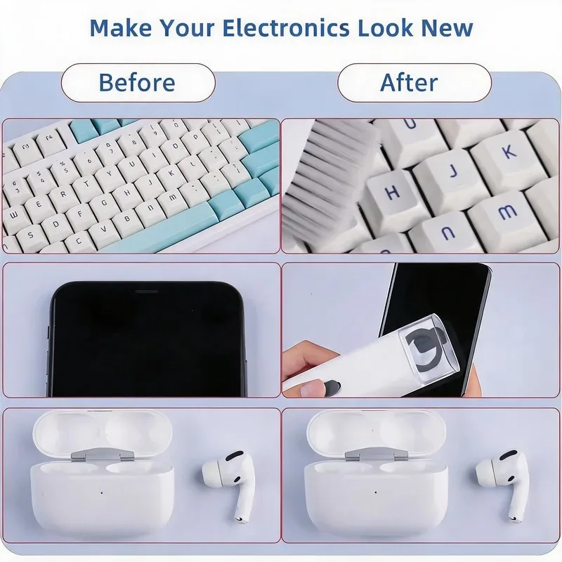 Kit di pulizia tastiera 7-in-1 per laptop con estrattore di tasti, set di spazzole multifunzionali per la pulizia di tastiere, Airpods e telefoni - Image 4
