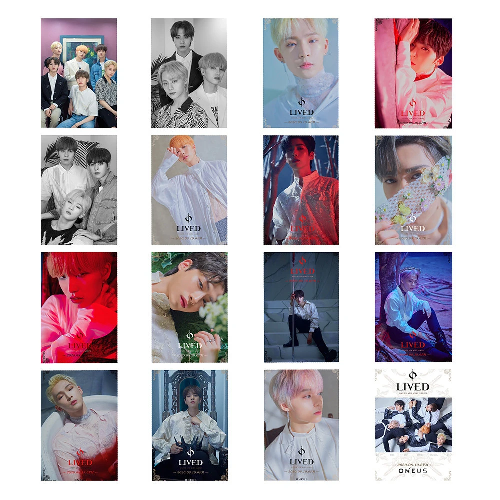 

16Pcs/Set KPOP ONEUS LIVED Album Photocard Postcard XION SEOHO LEEDO WOONG KEONHEE LOMO Card Fans Collection Gift D98