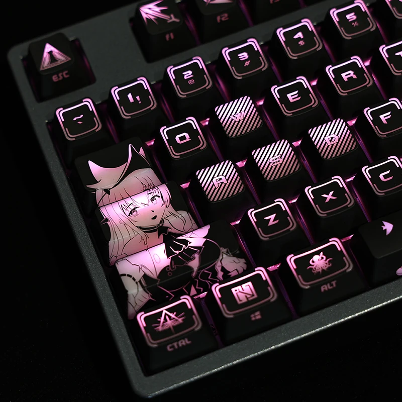 Arknights Skadi 테마 스타일 애니메이션 게임 백라이트 PC 코팅 키캡 RGB 조명, MX 스위치 DIY 기계식 키보드, 104 키/세트