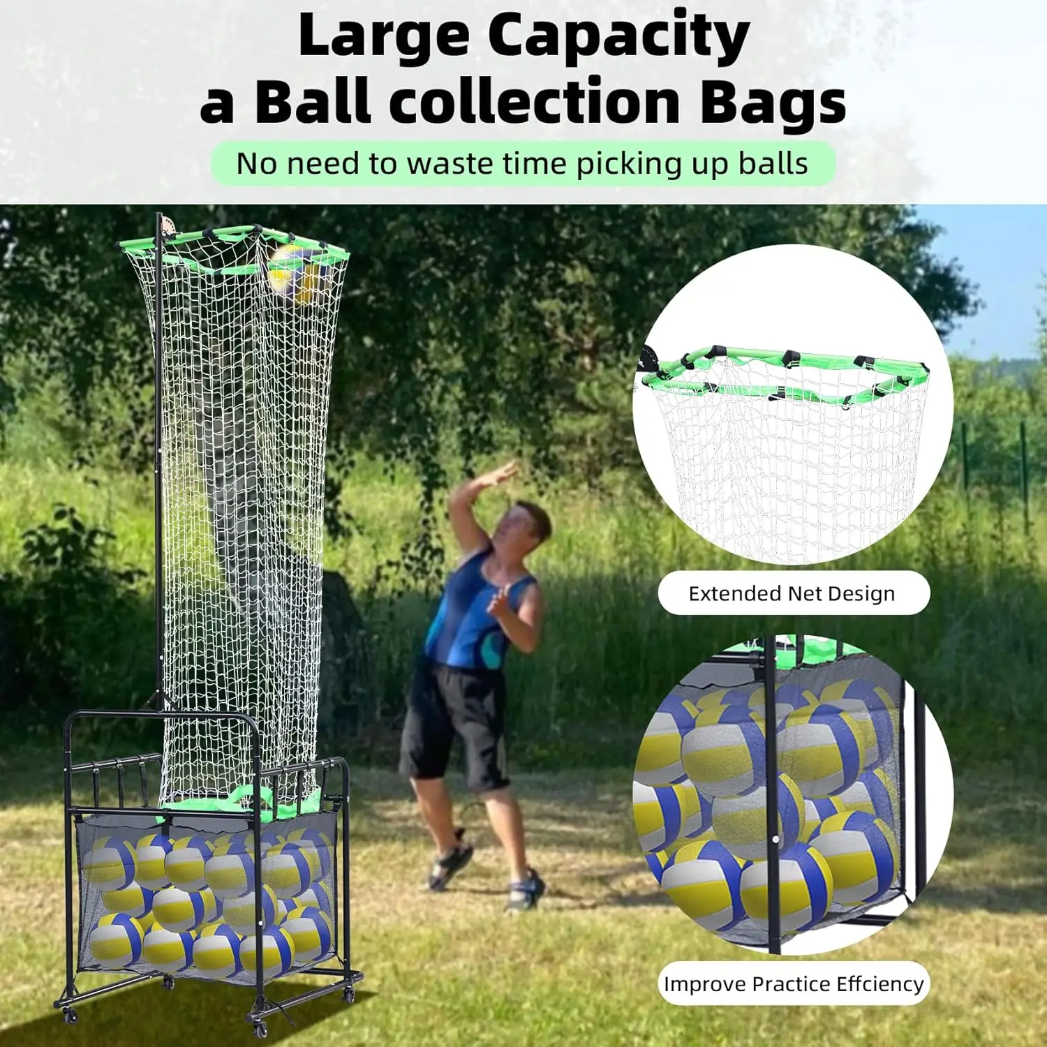 Portable Adjustable Volleyball Setting Trainer Target Net Ball Collection Equipment for Setter Training in Courts
