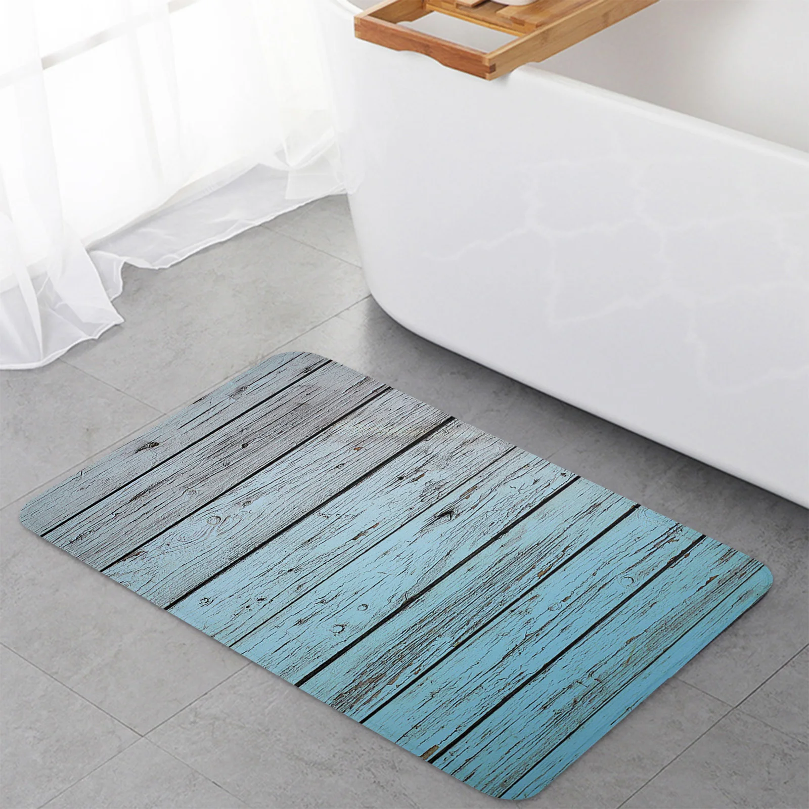 Tapis d'entrée, paillasson,Rustic Home Parquet Bois Imprimé Rétro