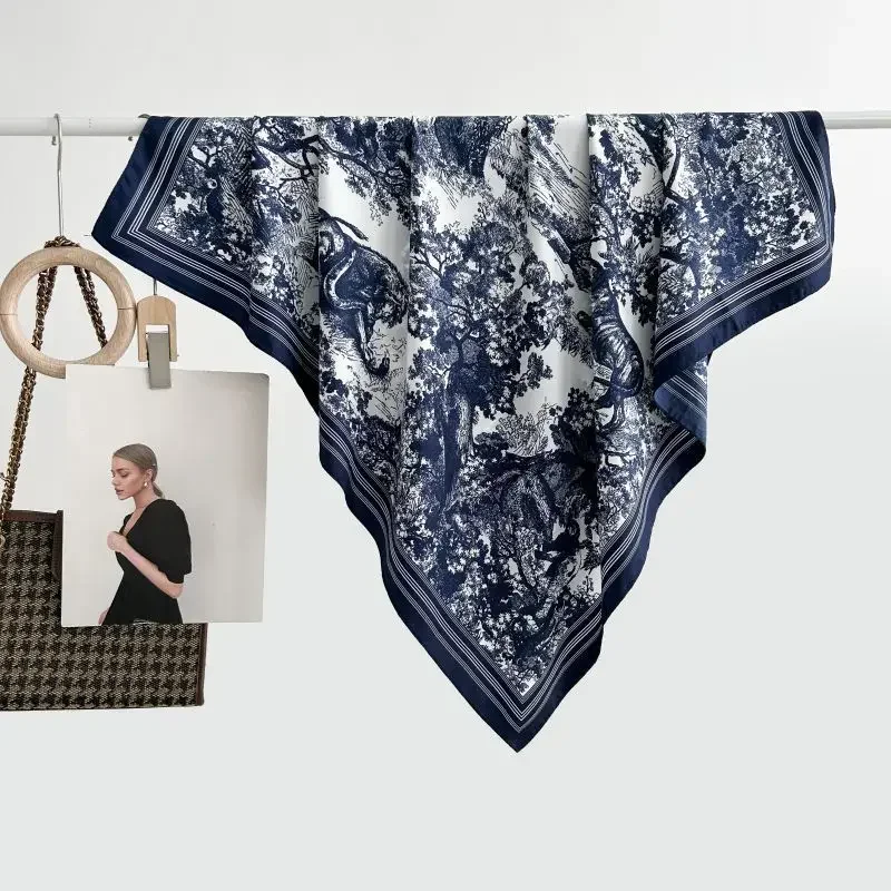 High-End Luxury Floral Print Silk Twill Scarf 4