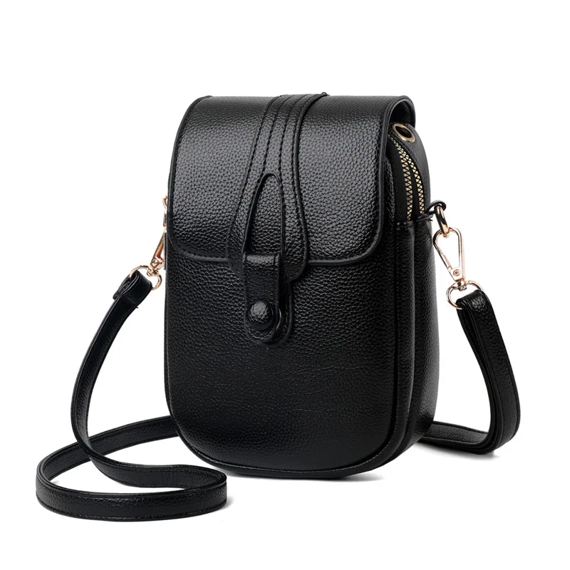 Mini Multifunctional Leather Shoulder Bag for Cellphone/Sport Cross Bags with Headphone Jack, Multi Layer Women's Bag with Cover