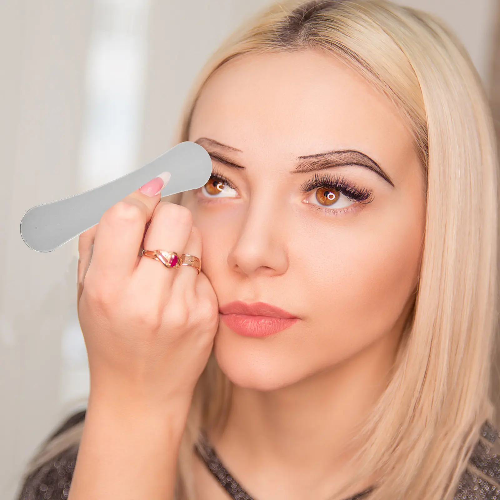 전문가용 스테인리스 스틸 눈꺼풀 보호대 (아이라이닝 및 눈꺼풀 보호용) 안정적인 아이라이너 세척 플레이트 (뷰티 살롱용)