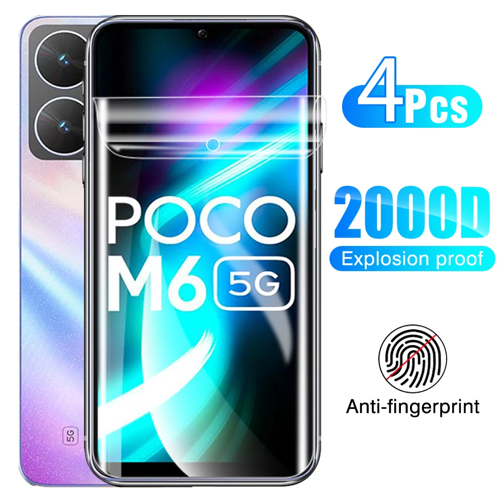 

4Pcs HD soft film For Xiaomi Poco M6 5G Full glue cover hydrogel film Pocco C65 Redmi 13C 4G protective Film redmy13 C 13c