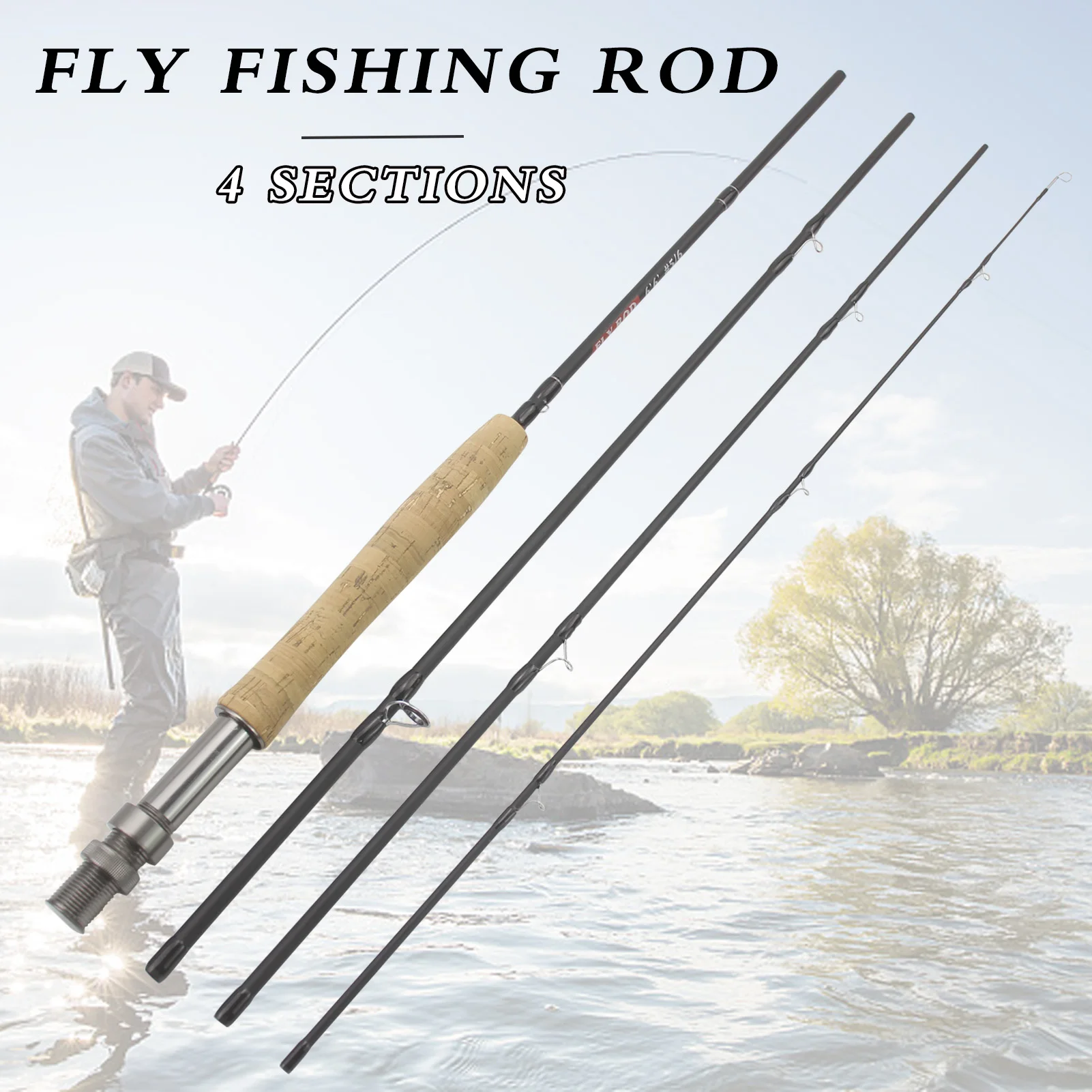 8ft 9ft 4 Section Fly Fishing Rod Portable Carbon UltraLight Slow Action  Fly Rod Cork Handle Lure Fishing Tackle Free Shipping - AliExpress